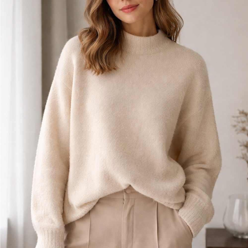 Moia mohair Mock Neck Sweater - Cream